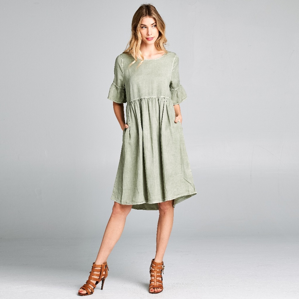 Fern Bell-Sleeve Fit & Flare Midi Dress